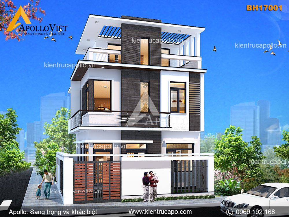 Mẫu biệt thự hiện đại 3 tầng đẹp (BH17001)